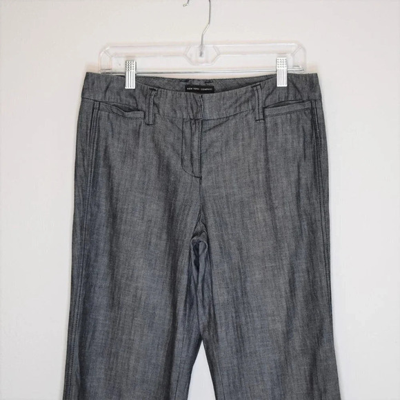New York & Company Sz 8 Wide Leg Mid Rise Dark Wash Denim Pants 100% Cotton Y2K - Picture 2 of 15